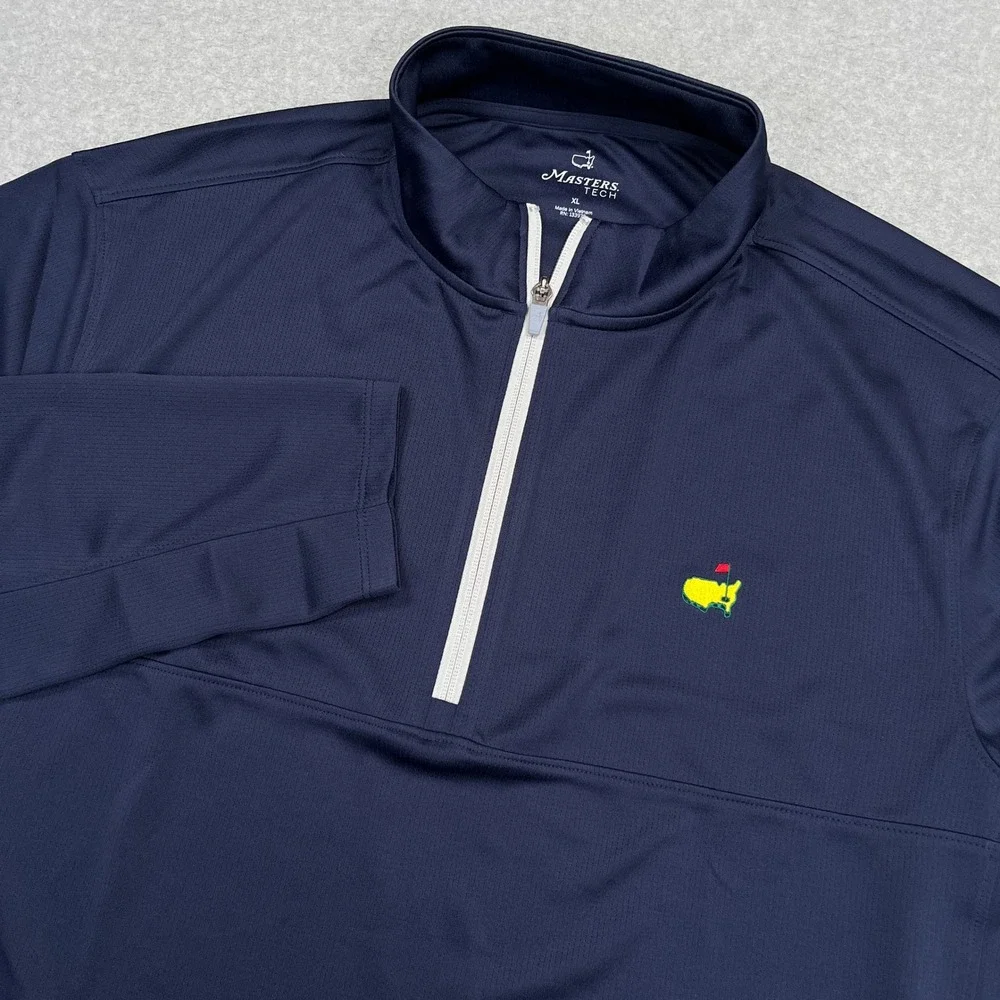 Masters Tech Quarter Zip Pullover Mens XL Navy Blue Augusta National Golf MT7440 - Picture 1 of 12